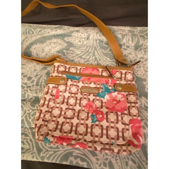 Rosetti crossbody handbag Shopping Purse Brown with Colorful accents Shoulder - Picture 1 of 4